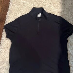 Zara Mens Navy Zip Polo